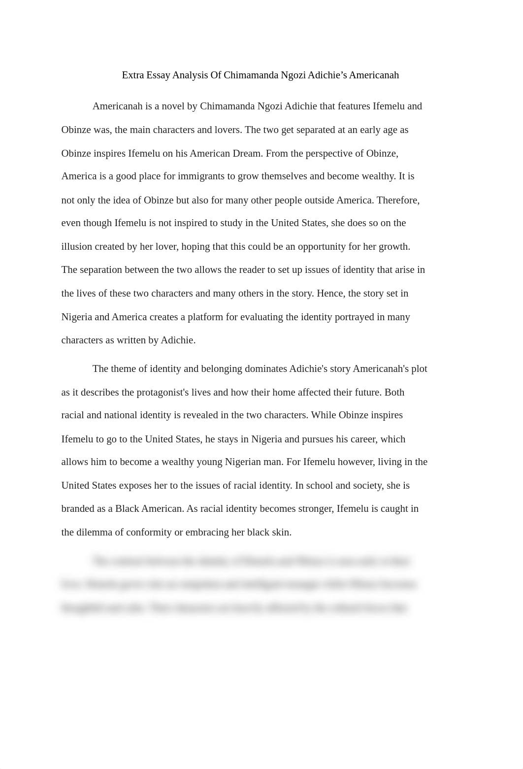 Extra Essay Analysis Of Chimamanda Ngozi Adichie's Americanah.pdf_degjea82ygg_page1