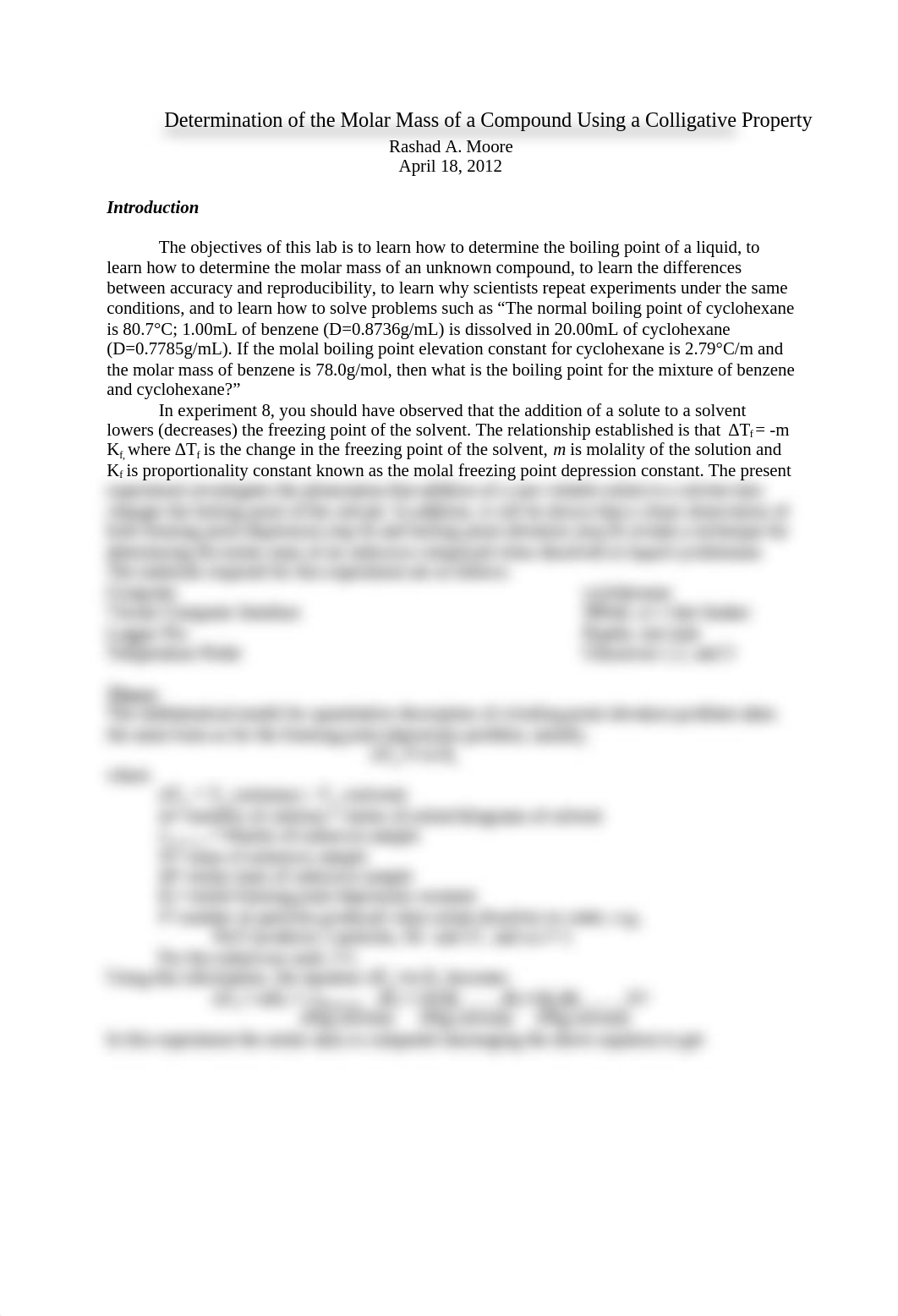 Determination of the Molar Mass of a Compound Using a Colligative Property Lab_dehdtfdhjmm_page1