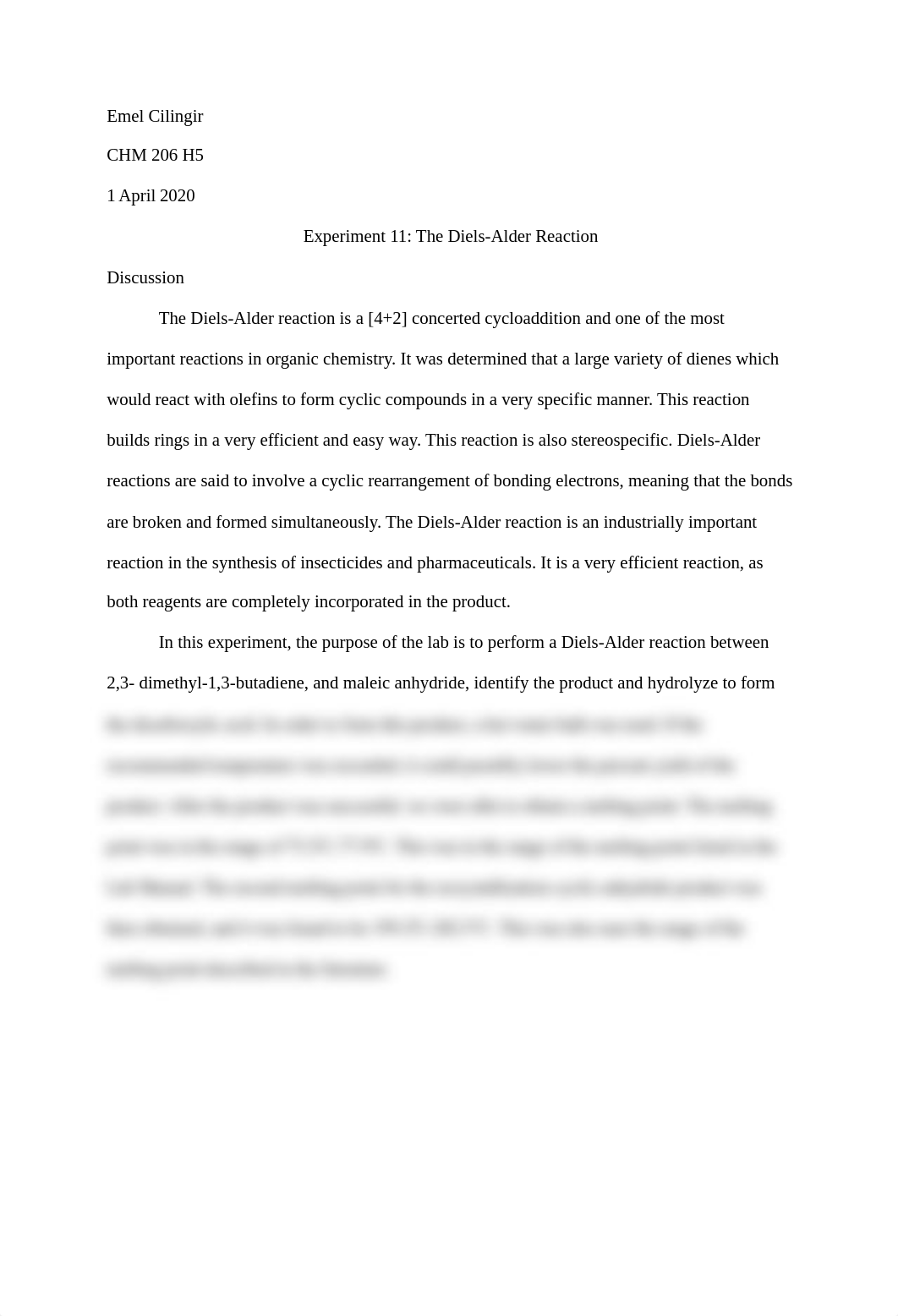 The Diels-Alder Reaction Experiment 11 Lab Report .docx_deixvl16u16_page1