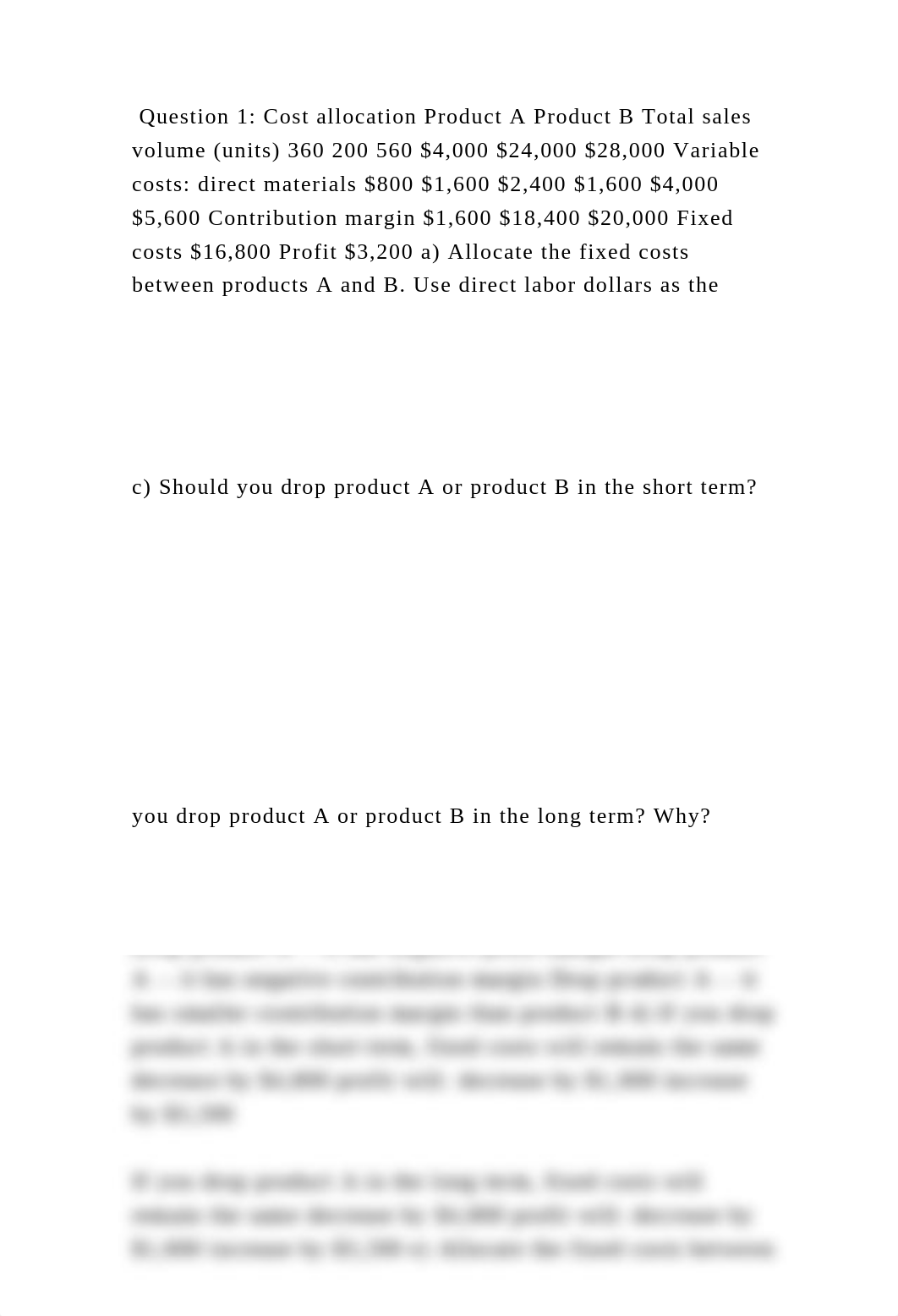 Question 1 Cost allocation Product A Product B Total sales volume (u.docx_dejb68mbyb8_page2