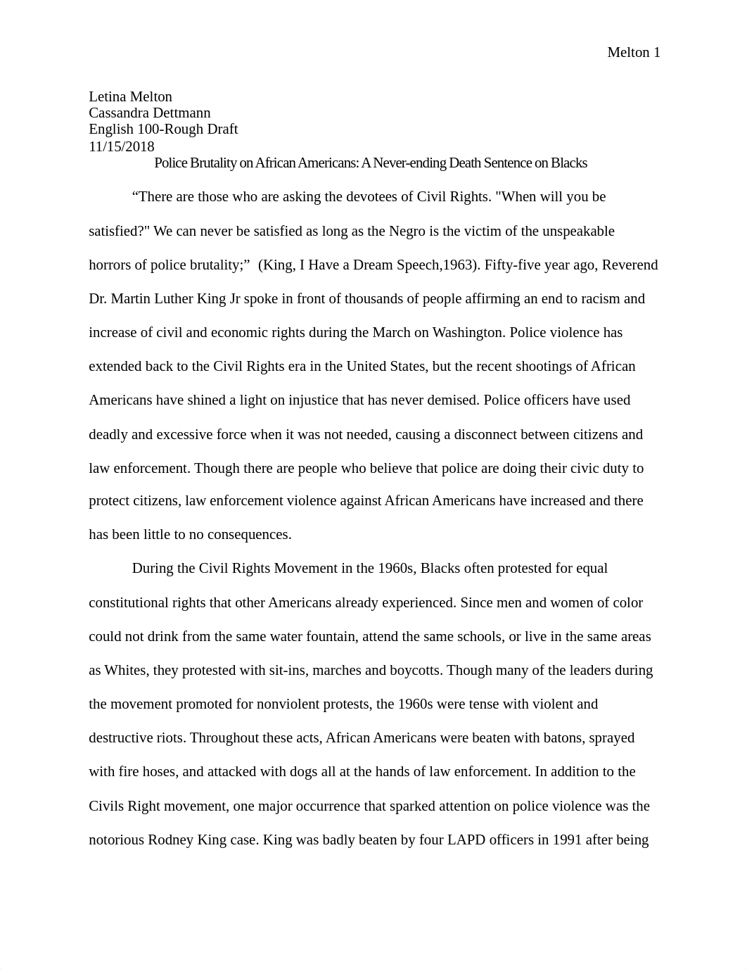 Police Brutality on African Americans A Never-ending Death Sentence on Blacks.docx_dekx12qaica_page1