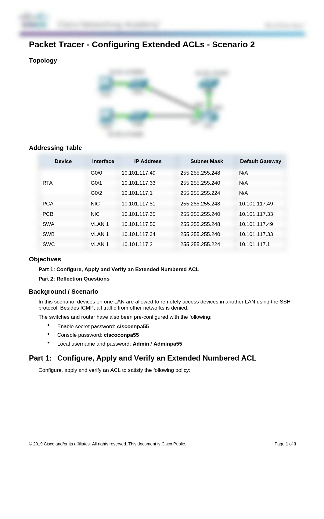 4.1.1.11 Packet Tracer - Configuring Extended ACLs Scenario 2-Amyan Noah CNS 181.docx_demy4flnq02_page1