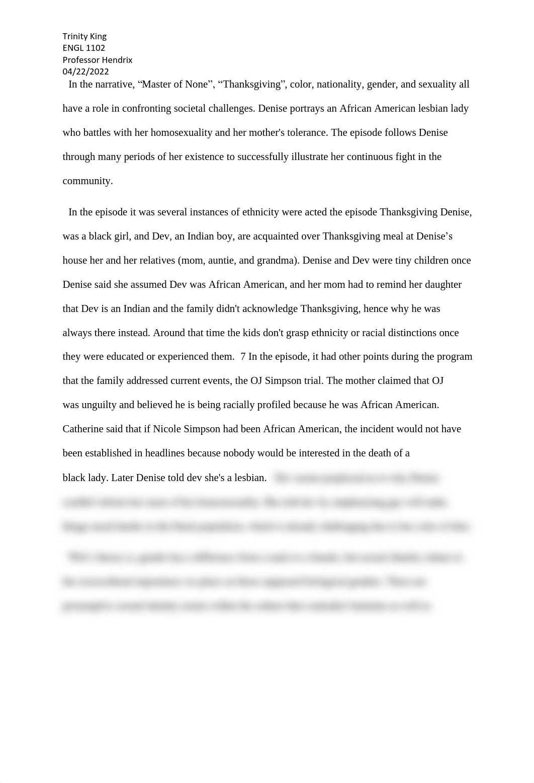 Essay Analysis Drama - Master of None Thanksgiving.pdf_den3xuwtwqj_page1