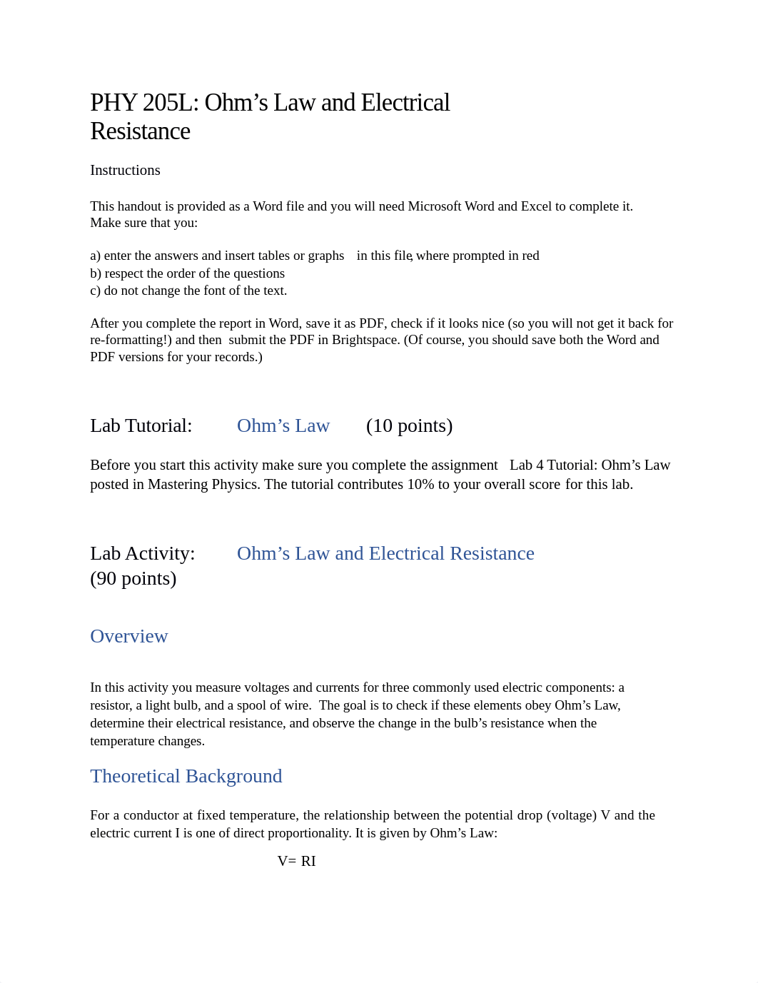 PHY 205L - Ohm's Law and Electrical resistance (1).docx_den6p9lmcx6_page1