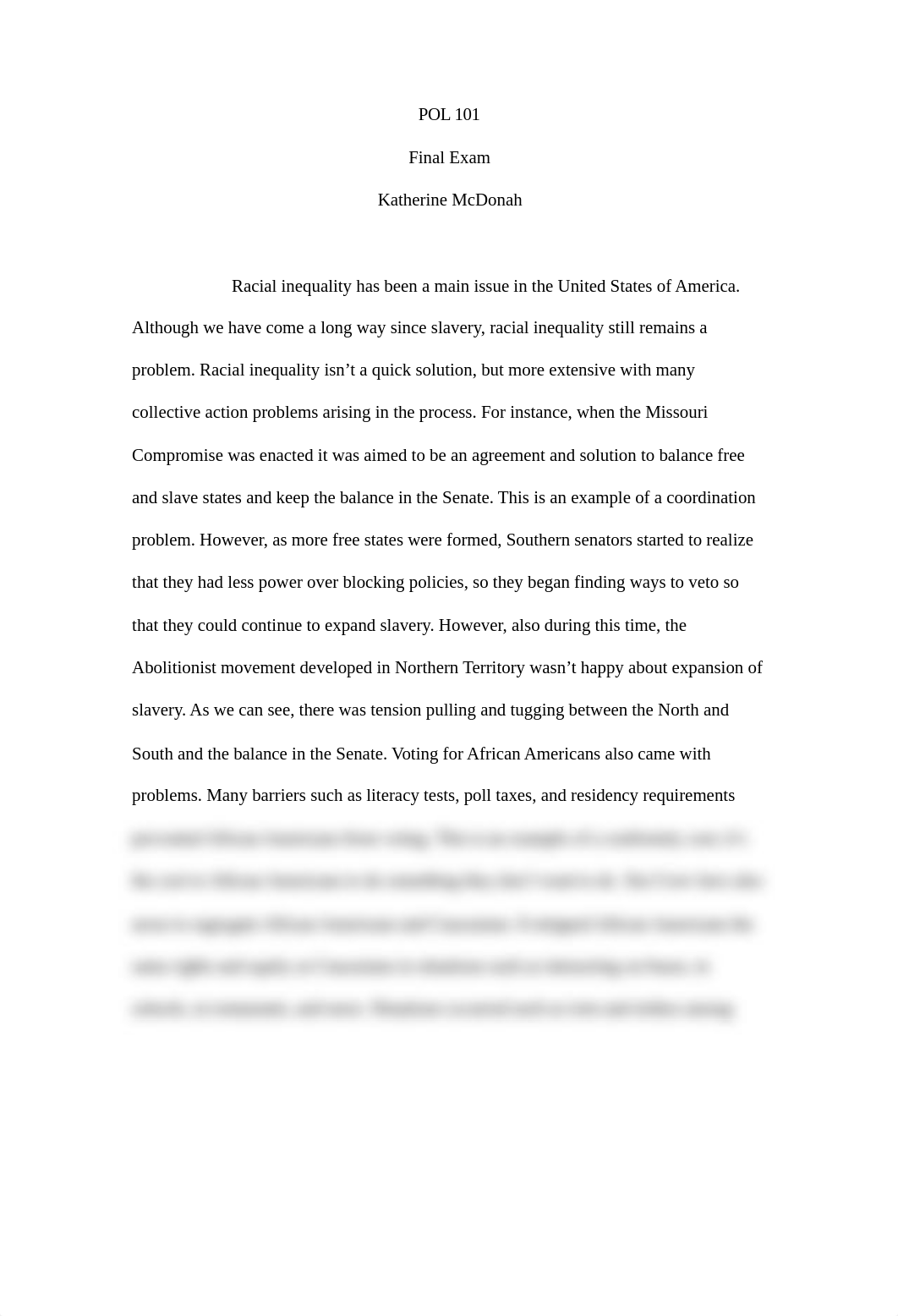 POL 101 Essay Exam - Racial Inequality_den71s59fog_page1