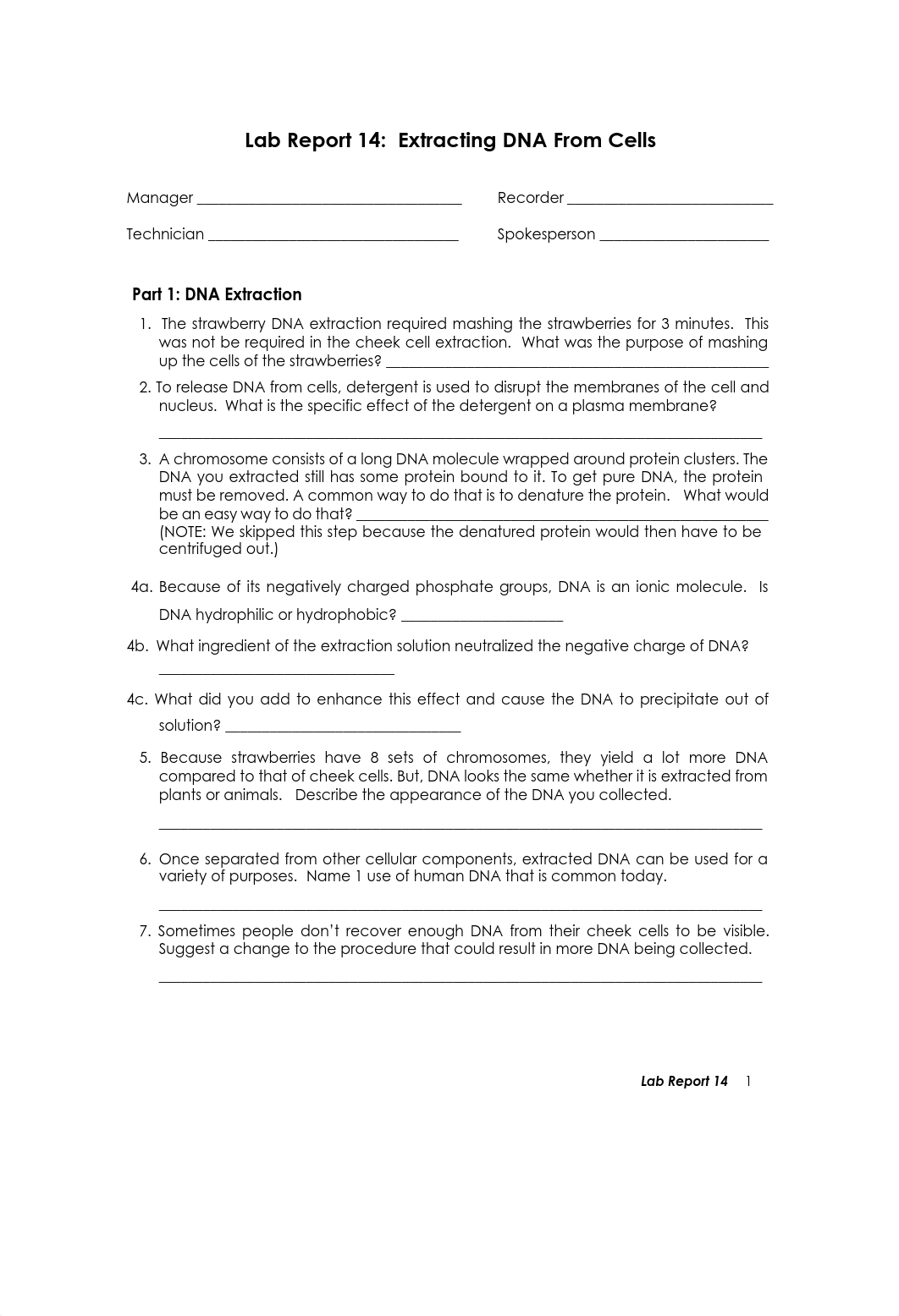 Lab Report 14 Extracting DNA From Cells.pdf_denkxntwjj7_page1