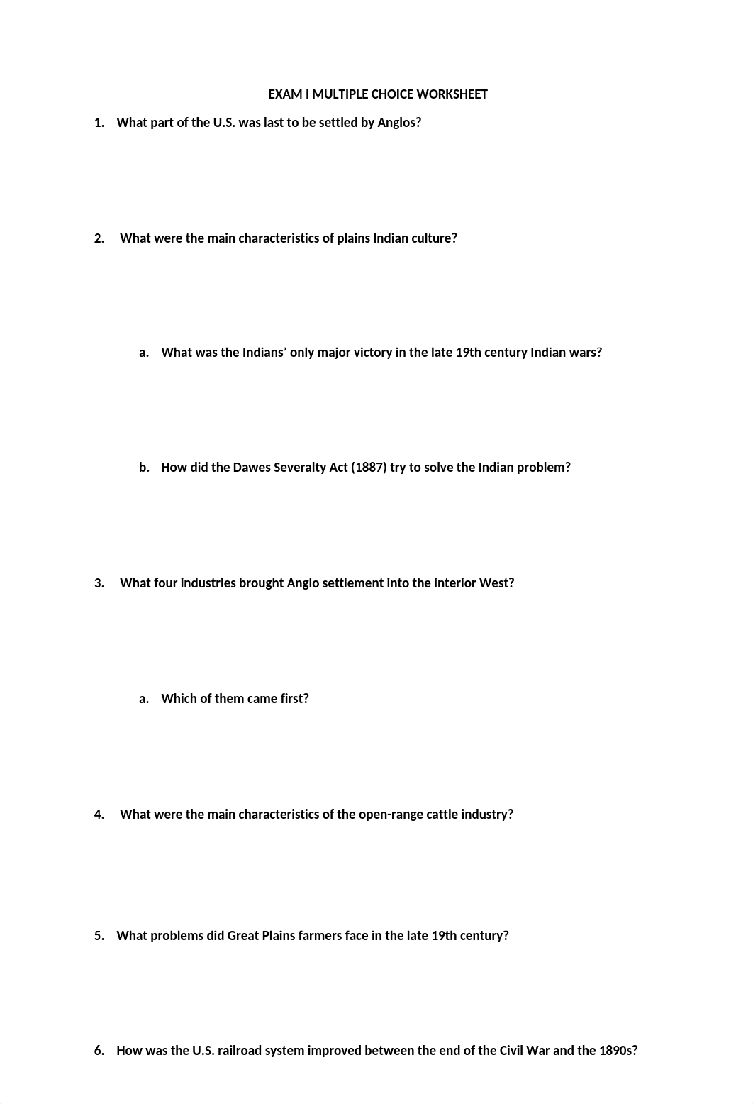 EXAM I MULTIPLE CHOICE WORKSHEET.docx_deo079md8yz_page1