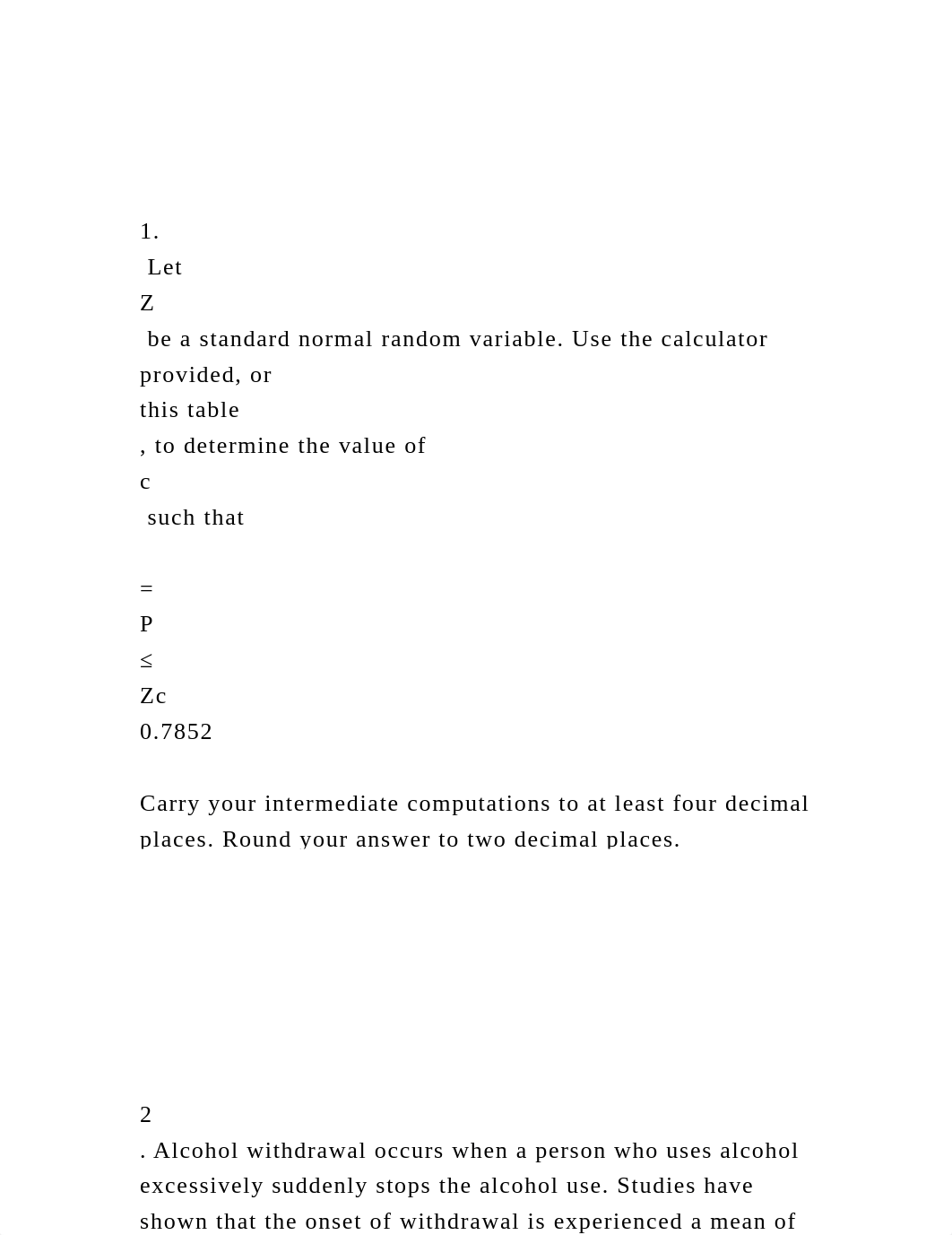 1. Let Z be a standard normal random variable. Use the cal.docx_deo5lrk11t1_page2