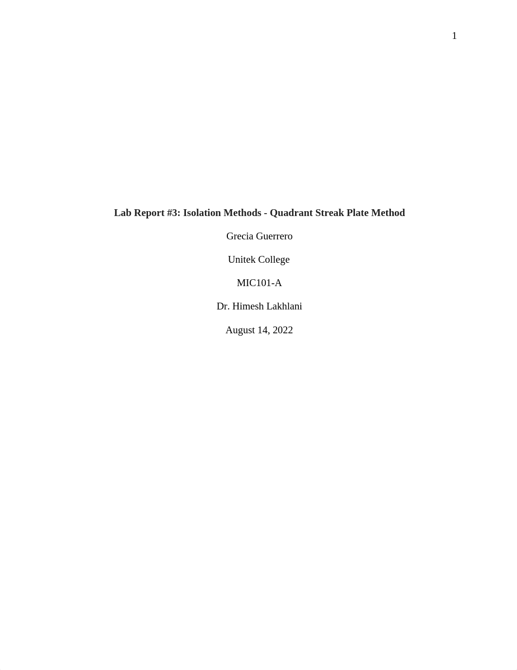 Lab Report #3- Isolation Methods - Quadrant Streak Plate Method.docx_deoto5kqeeg_page1