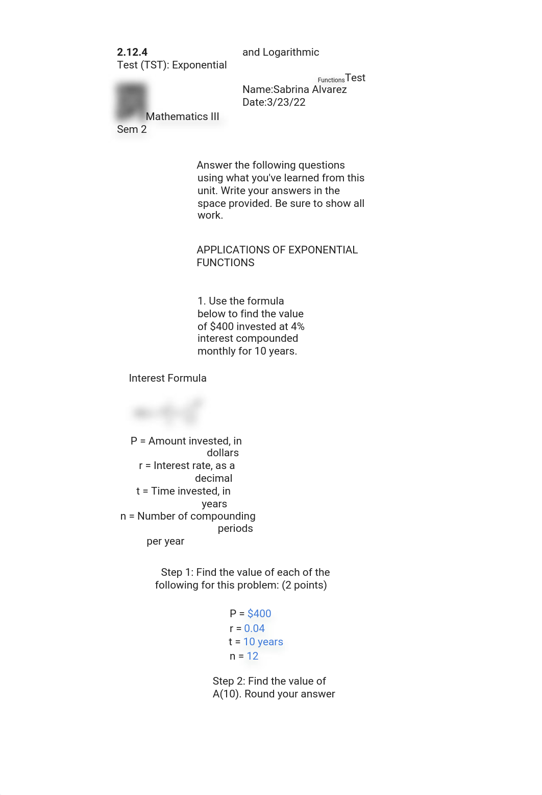 2.12.4 Test (TST) - Exponential and Logarithmic Functions (Test).docx_depeknxcxpl_page1