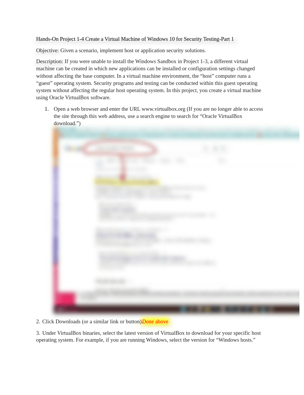 CIS 2350C 1-4 Hands-On Project Create a Virtual Machine of Windows 10 for Security Testing- Part 1.d_depo1omh2nu_page1