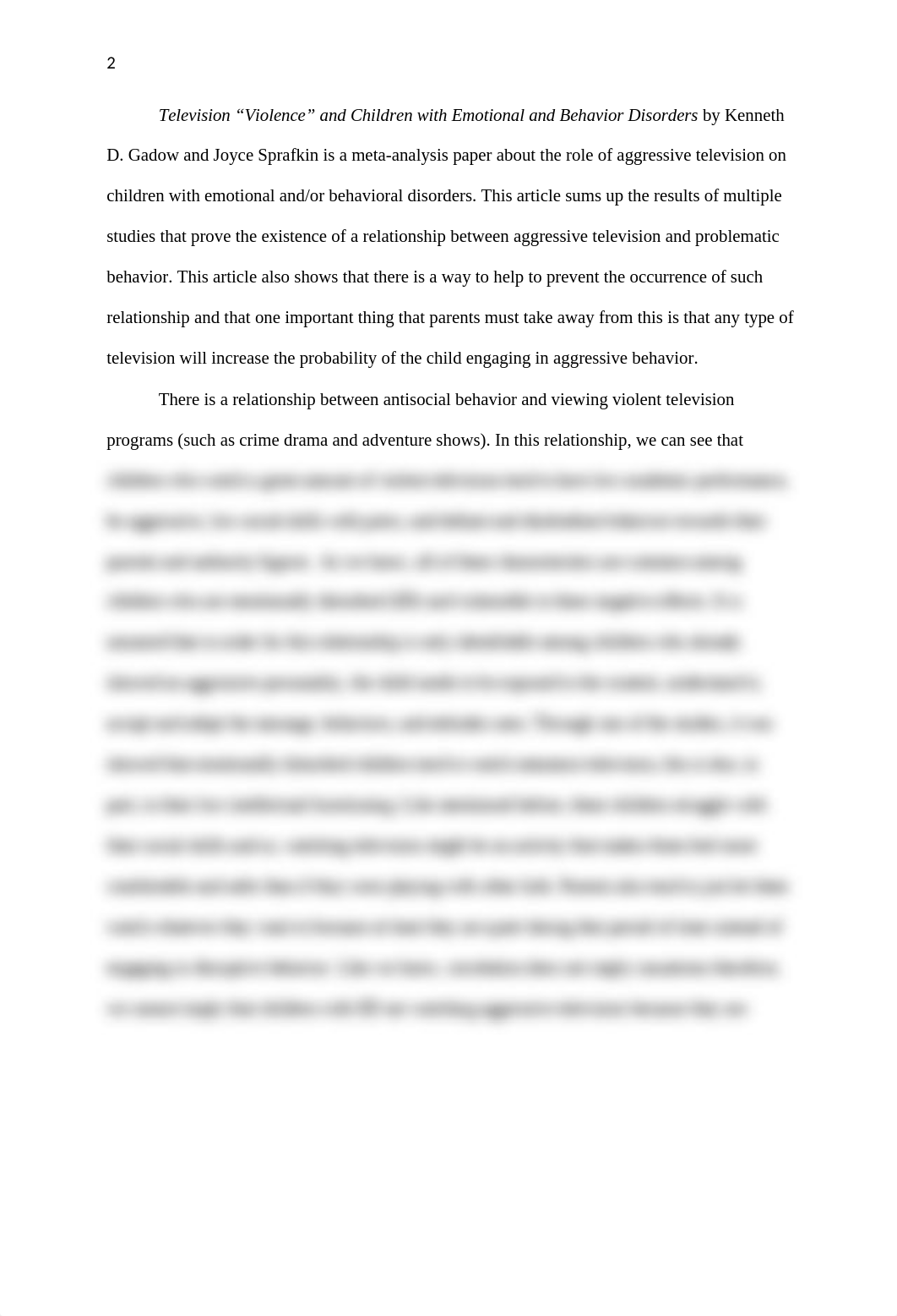 Television "Violence" and Children with Emotional and Behavioral Disorders .docx_depy9474gxn_page2