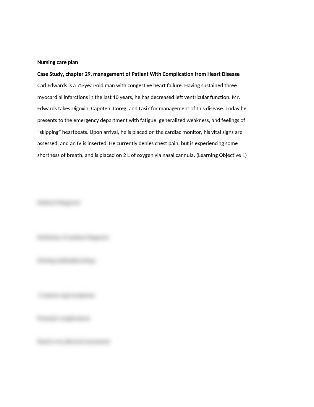 Nursing Care plan on Case Study, chapter 29, management of Patient With Complication from Heart Dise_deq5ol63xjf_page1