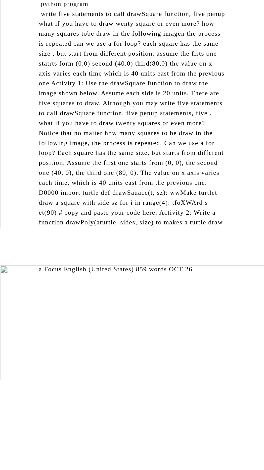 python program write five statements to call drawSquare function,.docx_deqipasrxml_page2