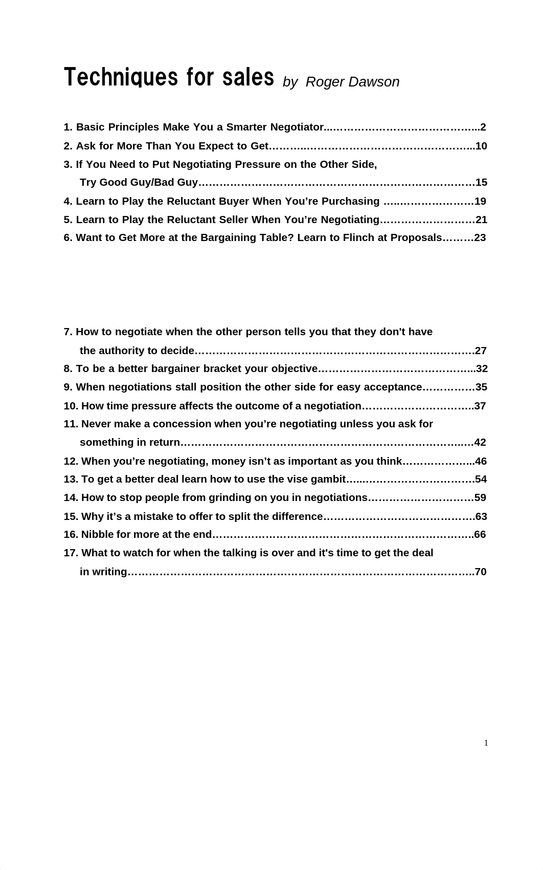 Sales - Techniques For Sales (By Roger Dawson)_der0sj3ndm3_page1