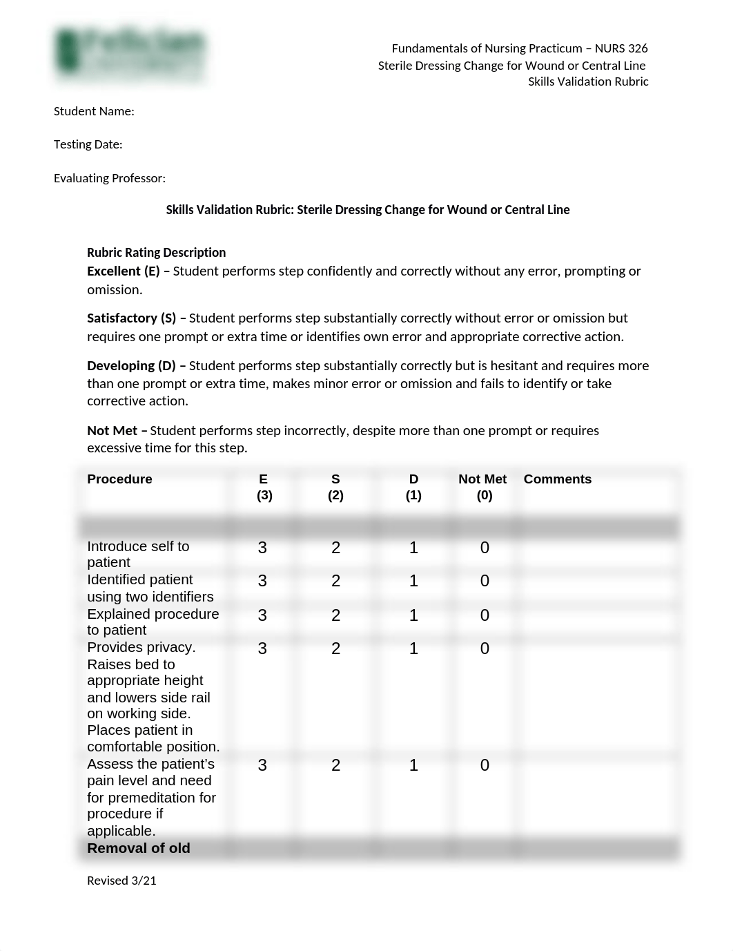 Sterile Dressing Change for Wound or Central Line - Skills Validation Rubric.docx_derqsn08rtp_page1