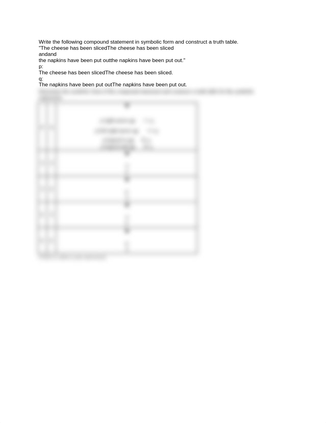 Write the following compound statement in symbolic form and construct a truth table.docx_derzzcnocwq_page1