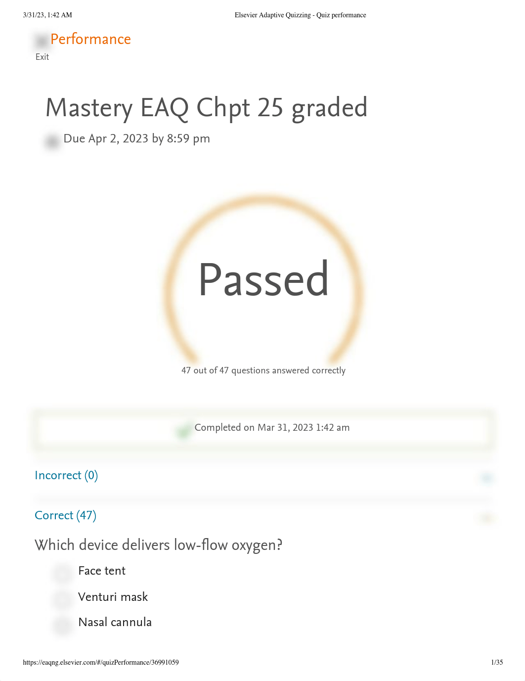 Elsevier Adaptive Quizzing - Mastery EAQ Chpt 25 graded.pdf_des2u50qm42_page1