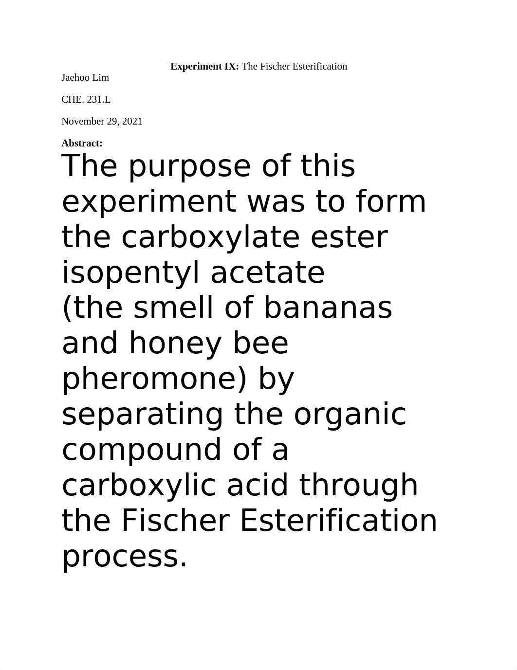 The Fischer Esterification Lab Report Final.docx_deu4xby9lvq_page1