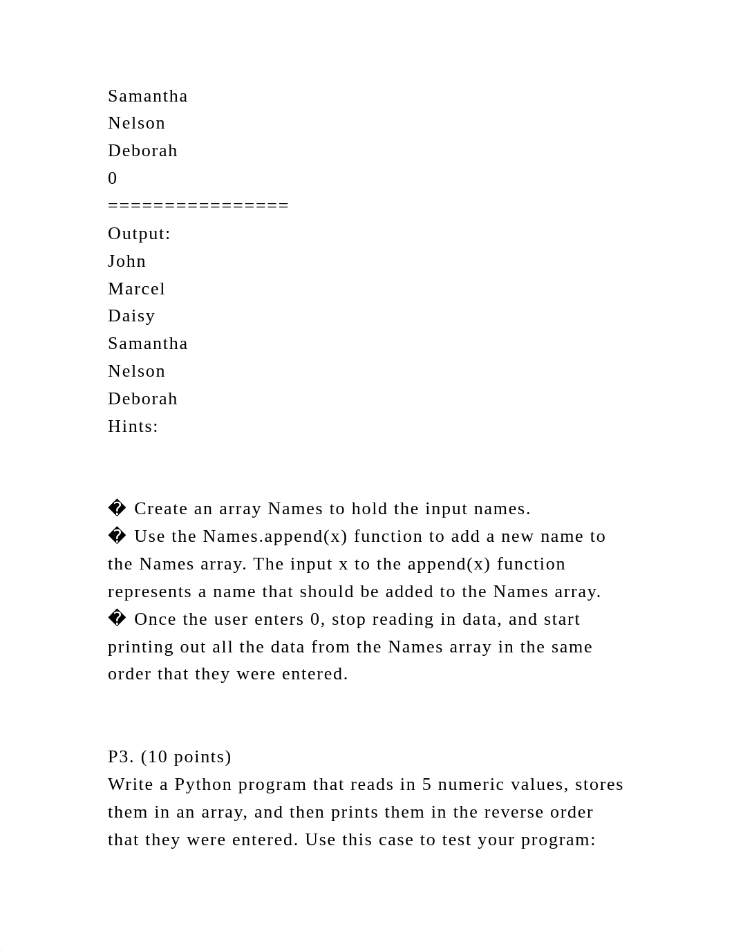 P1. (5 points)Write Python code for creating an empty array,.docx_deuuru4m372_page3