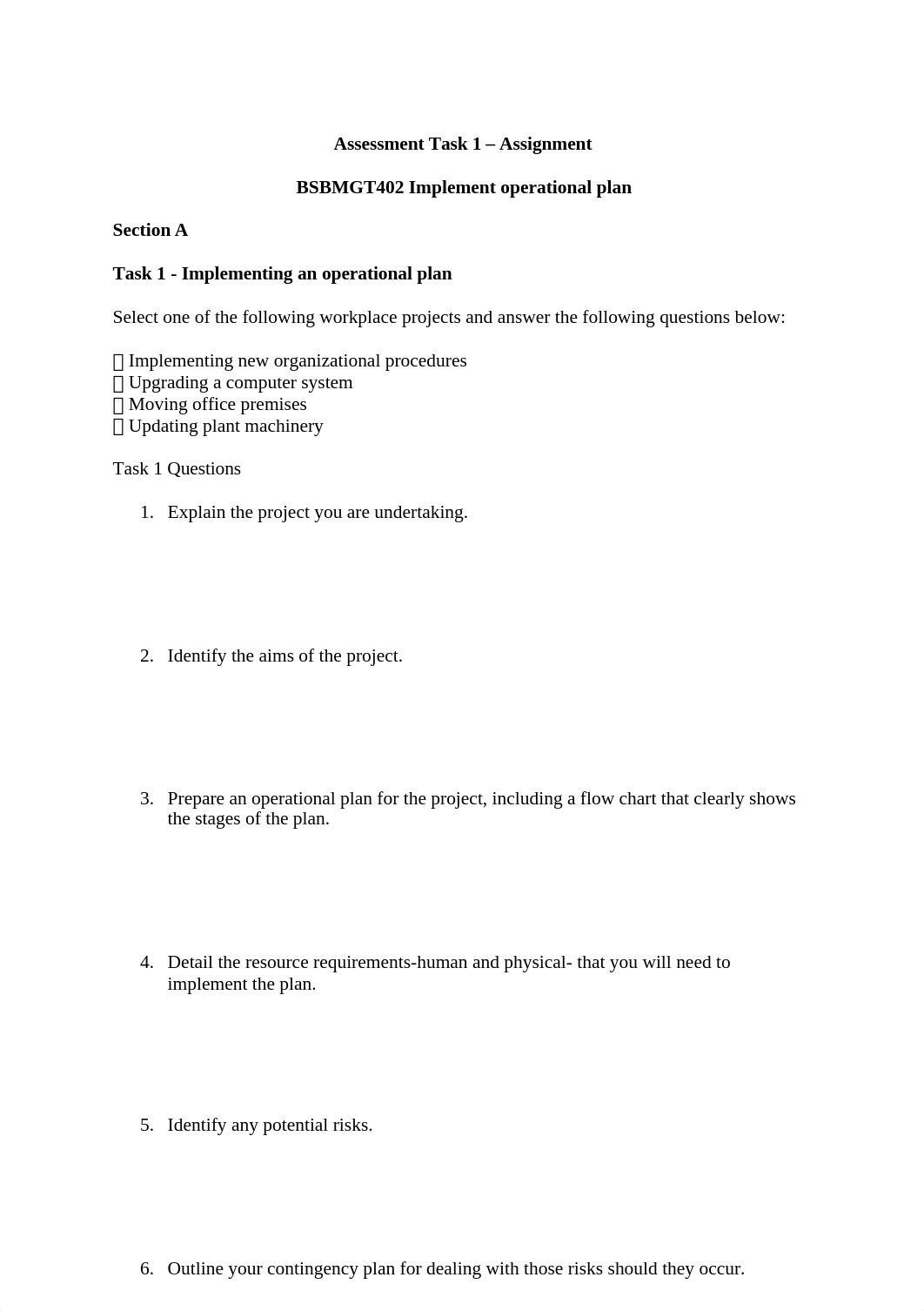 Assessment Task 1 - BSBMGT402 Implement operational plan .docx_devt8kjpqol_page1