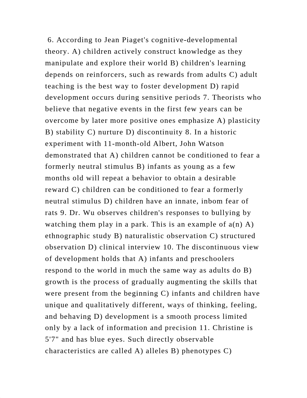 6. According to Jean Piagets cognitive-developmental theory. A) chil.docx_dewiwrvmcrv_page2