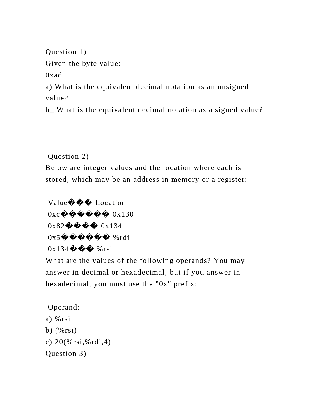 Question 1)Given the byte value0xada) What is the equivalent .docx_dex91ws7ks9_page2