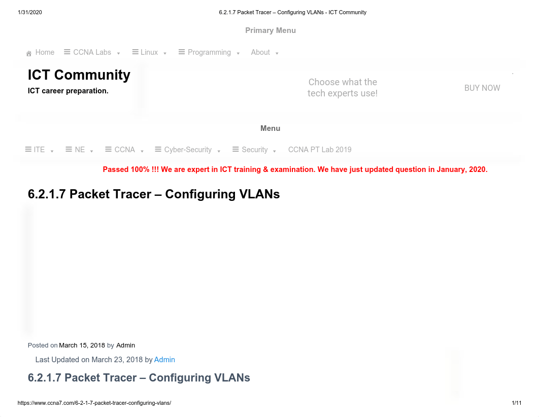 6.2.1.7 Packet Tracer - Configuring VLANs - ICT Community.pdf_dexl6lzu645_page1