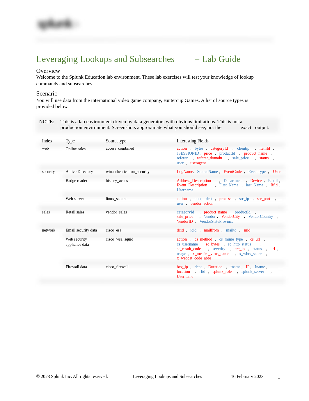 Leveraging Lookups and Subsearches Lab.pdf_dexob0z7ta9_page1