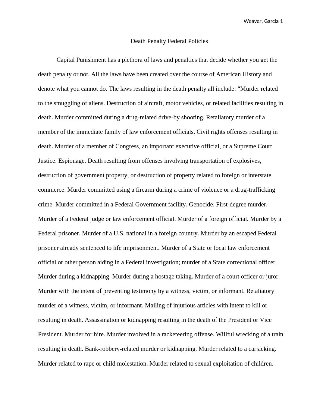 Death Penalty Federal Poicies Micah W. Elissa G..docx_deyq6a33bni_page1