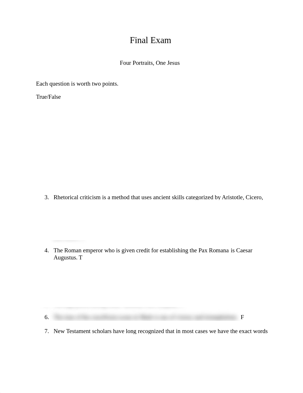 Final Exam for Jesus and the Gospel.docx_dez788pptwf_page1