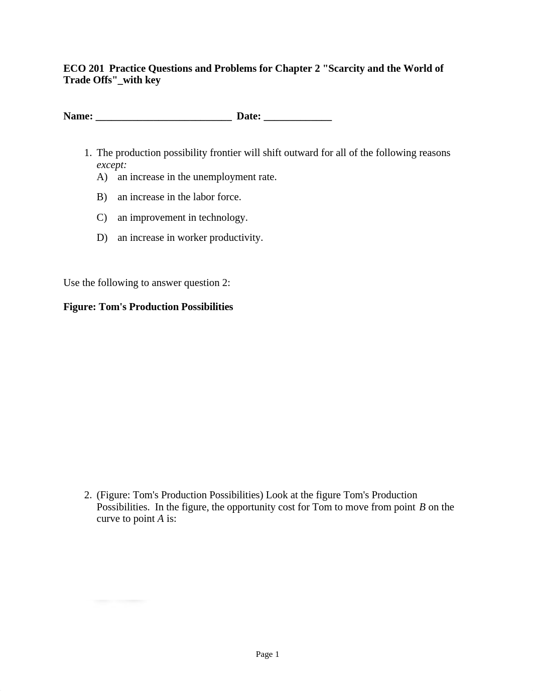 ECO 201 Practice Questions and Problems for Chapter 2_Scarcity and the World of Trade Offs_dezq1hzh31t_page1