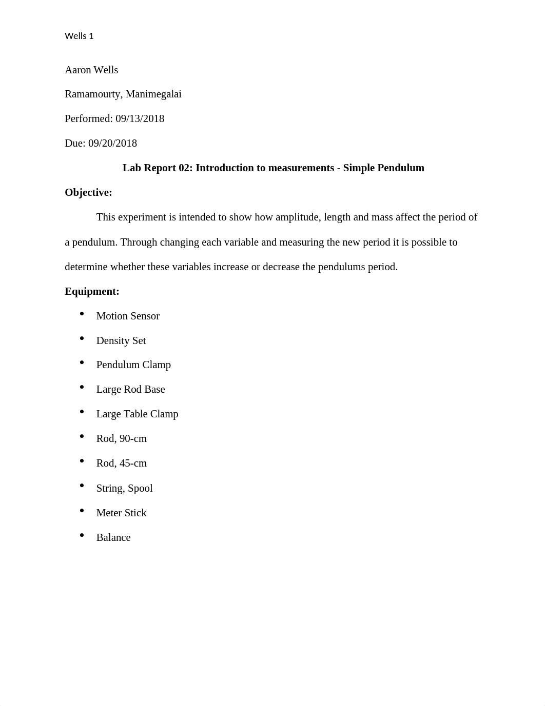 Lab Report 02 Introduction to measurements - Simple Pendulum.docx_dezs2kblklz_page1