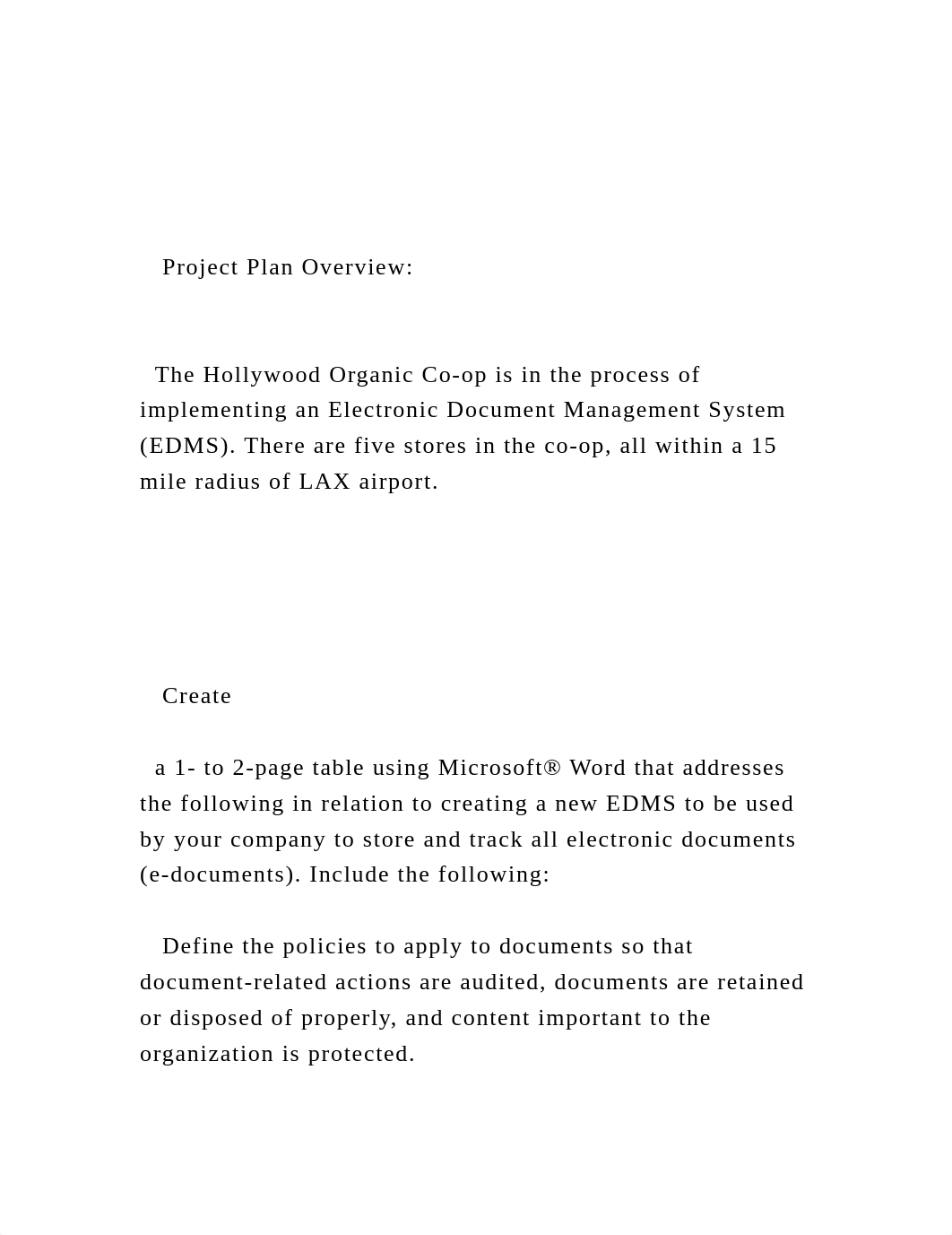 Project Plan Overview    The Hollywood Organic Co-op is.docx_df00tm7656j_page2