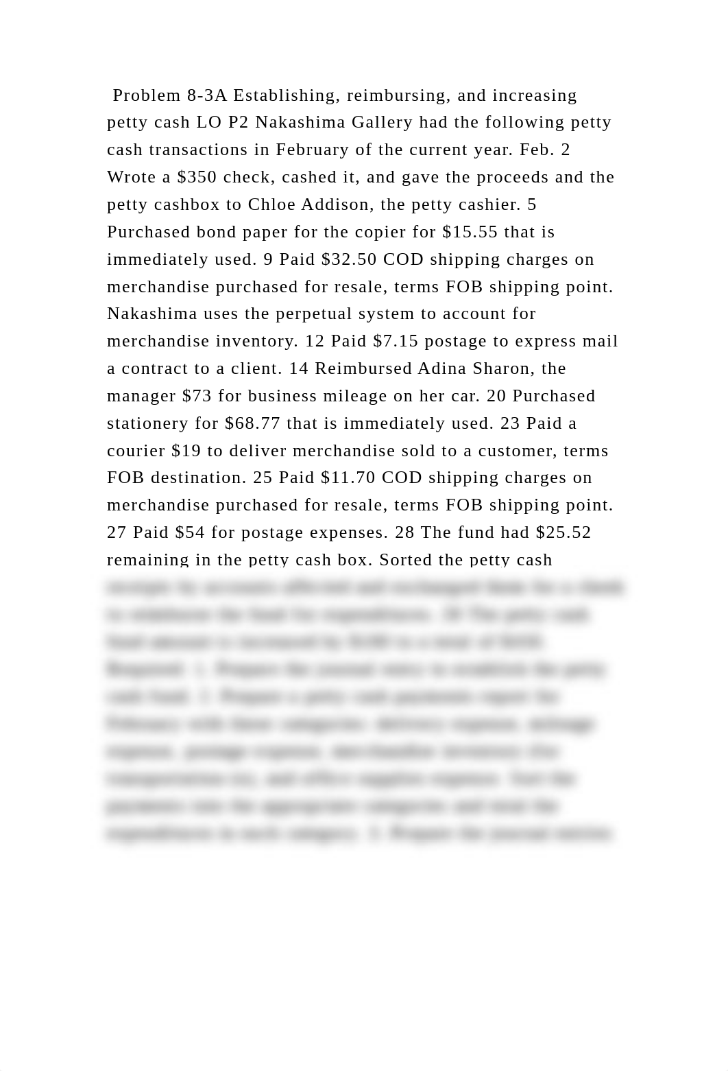 Problem 8-3A Establishing, reimbursing, and increasing petty cash LO .docx_df02kq7g5v3_page2