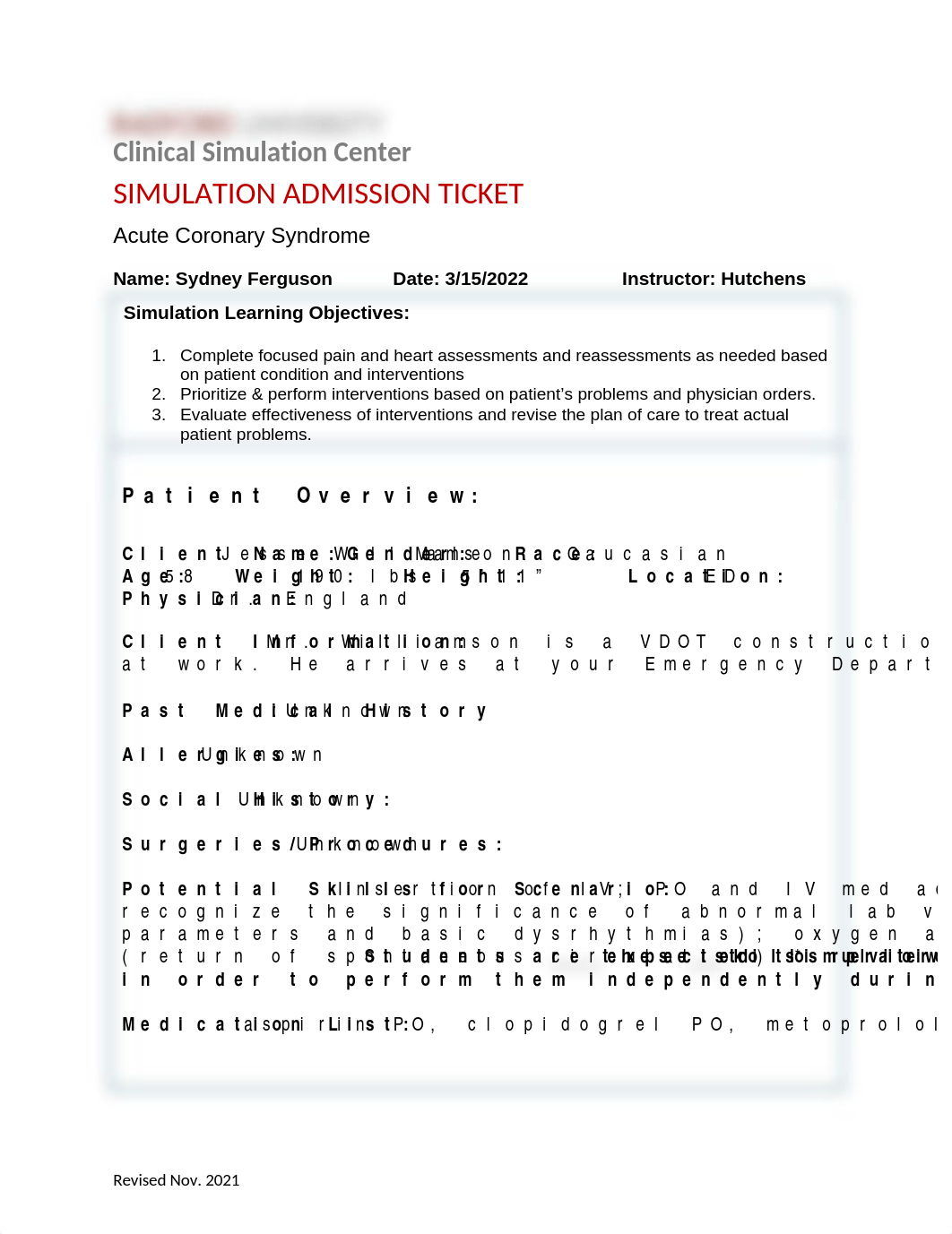 N448 Simulation Admission Ticket Chest Pain.docx_df102ah266o_page1