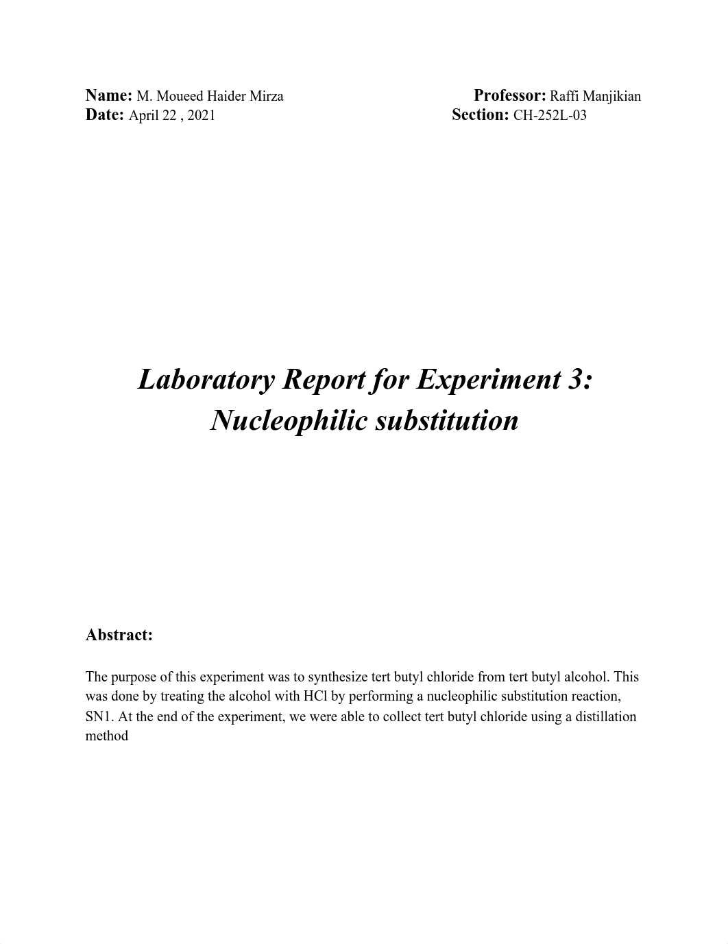 Lab report 3 - Cyclohexene from Cyclohexanol.pdf_df112umjglv_page1