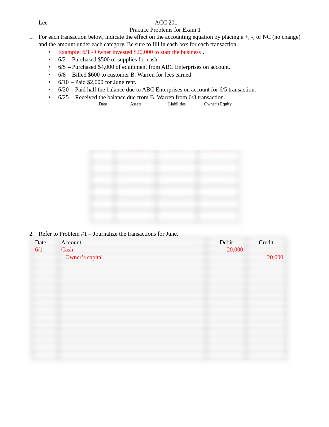 ACC 201 Practice Problems for Exam 1.pdf_df1hhdjwerw_page1