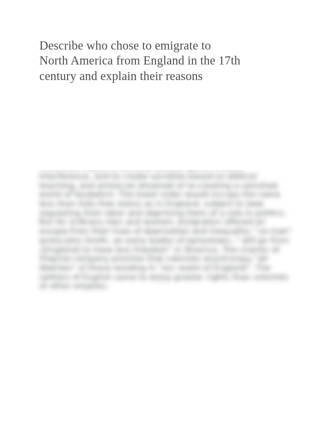 Describe who chose to emigrate to North America from England in the 17th century.docx_df1vk79uaev_page1