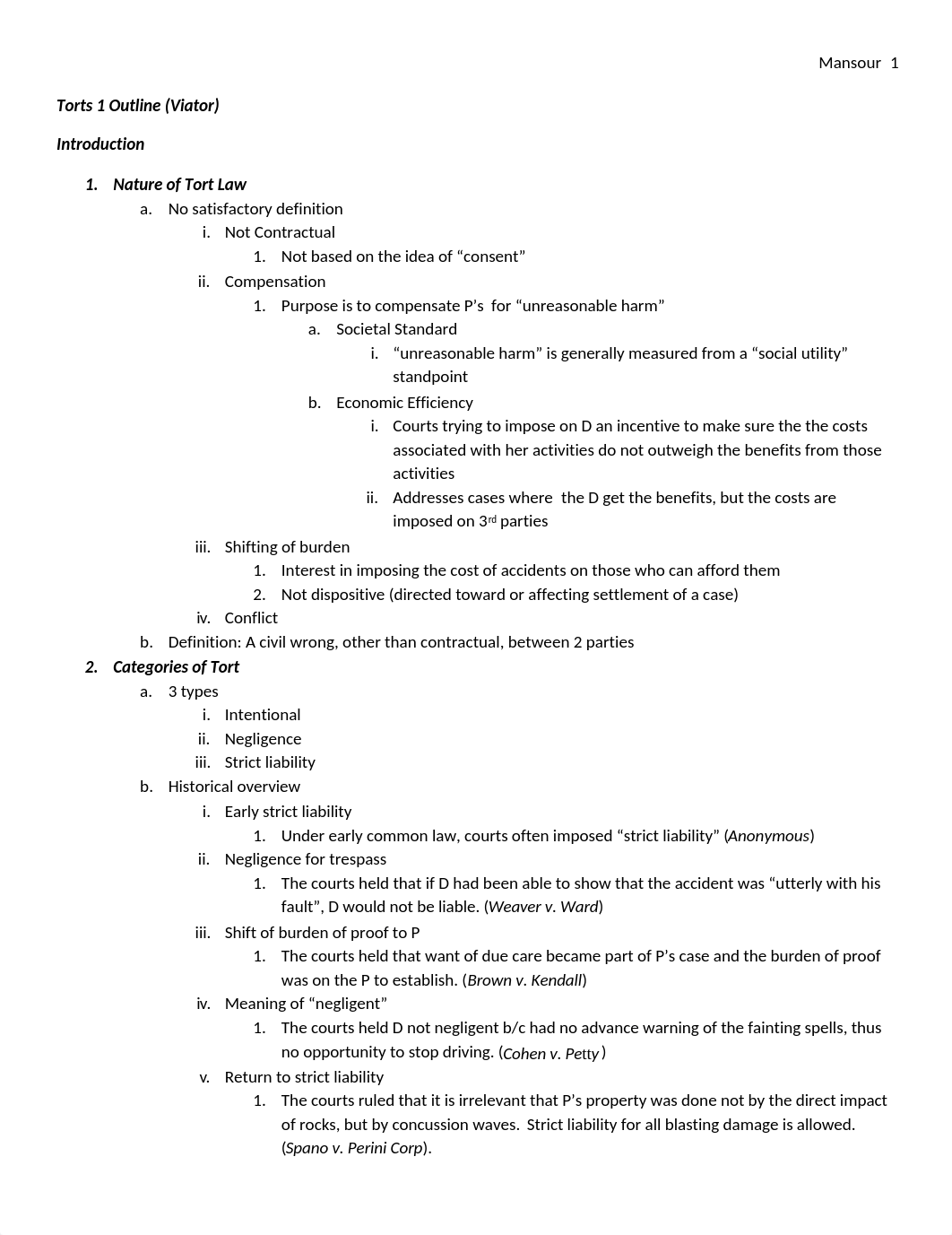 Torts 1 Outline - Intentional Torts & Their Defenses.docx_df28a37td29_page1