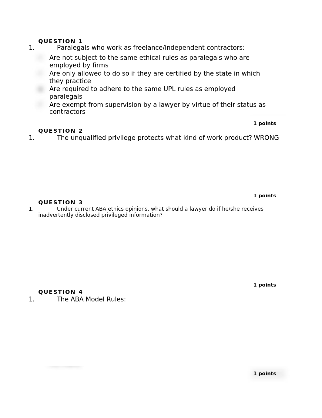 Concise Guide to Paralegal Ethics - Exam - Ch 1 - 3.docx_df2o212fpei_page1