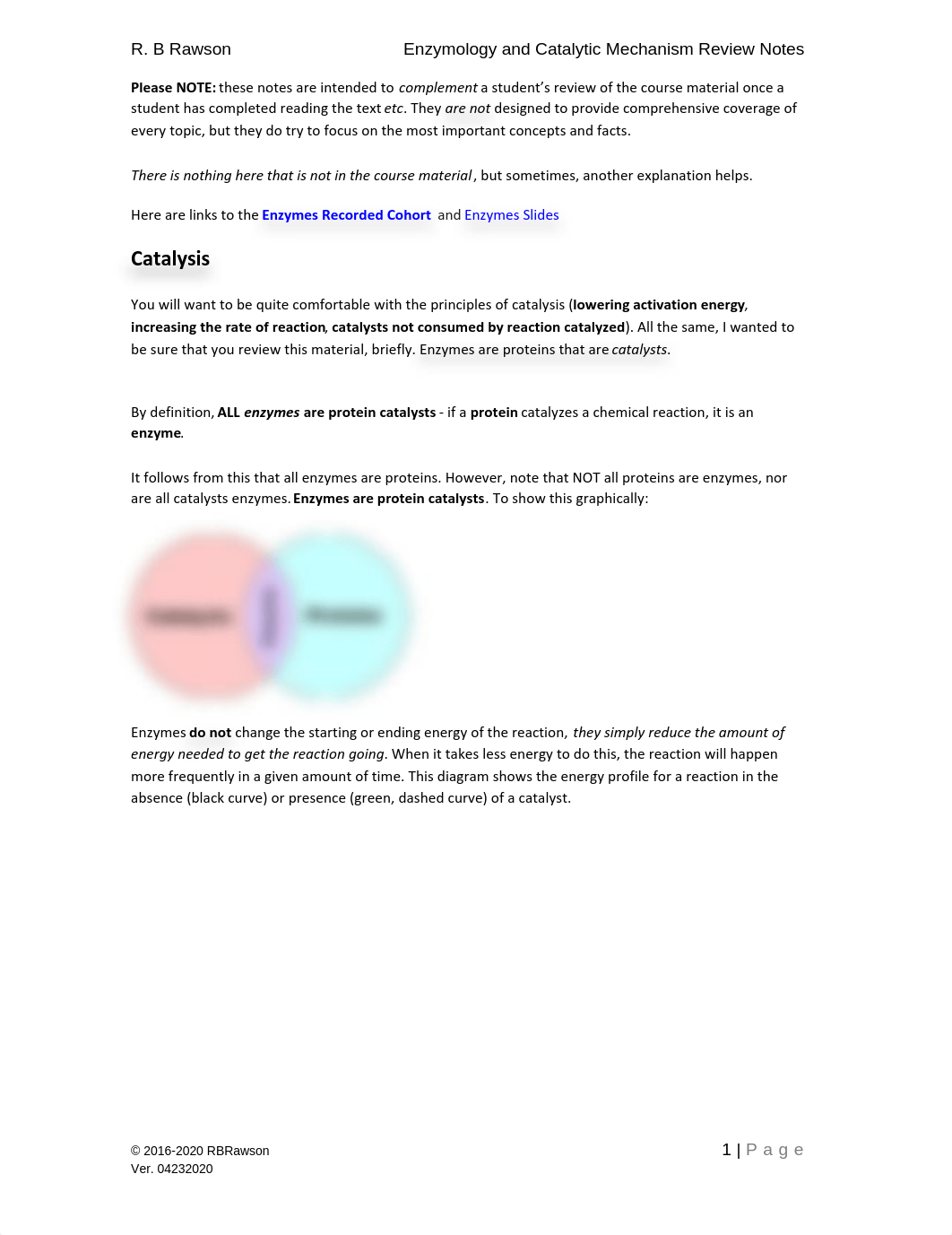 Unit 3 - Enzymology and Catalytic Mechanism Review Notes.pdf_df2ow5pzevr_page1