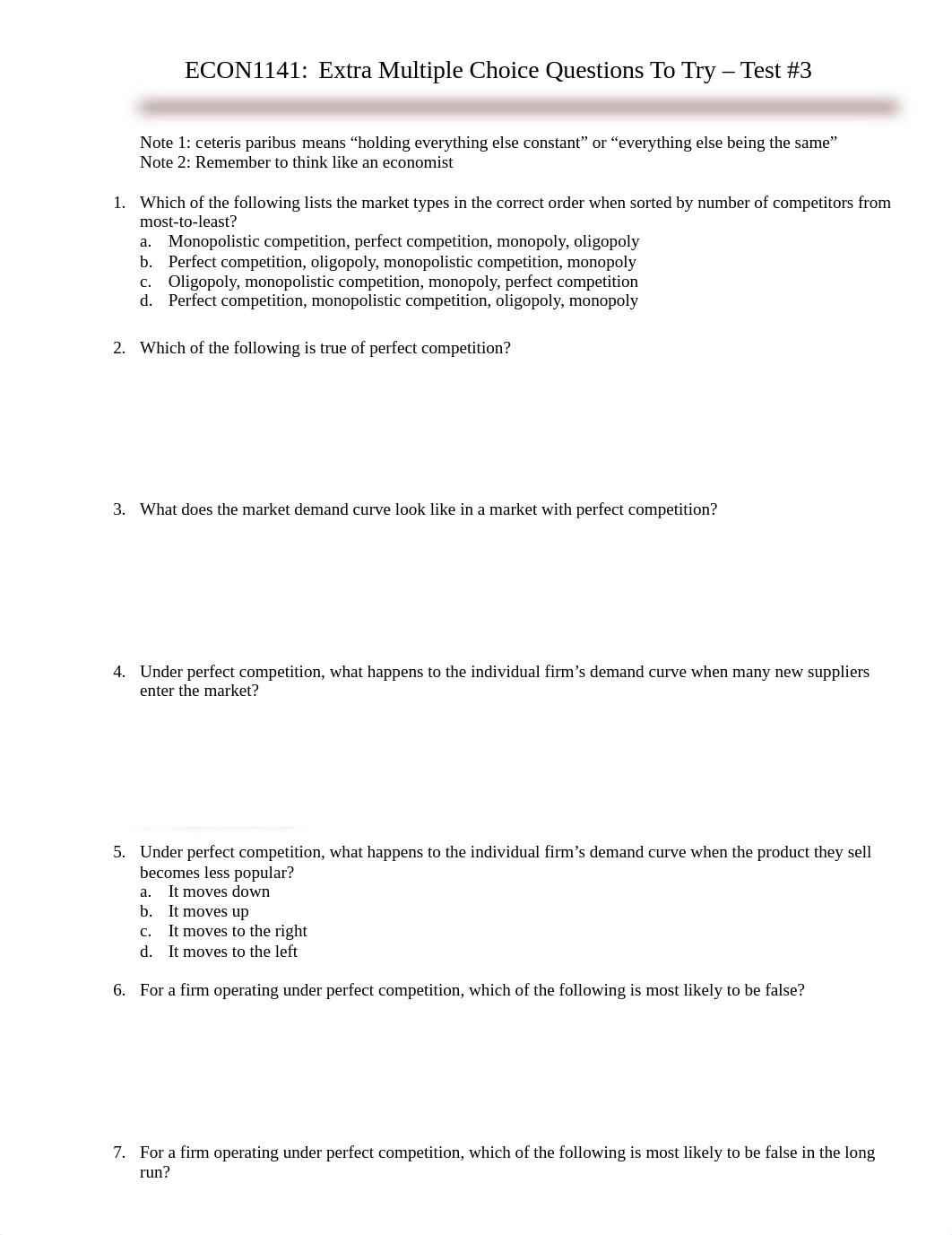 Test 3 - Extra Sample Multiple Choice Questions for ECON 1141 - post.doc_df34qoie3iy_page1