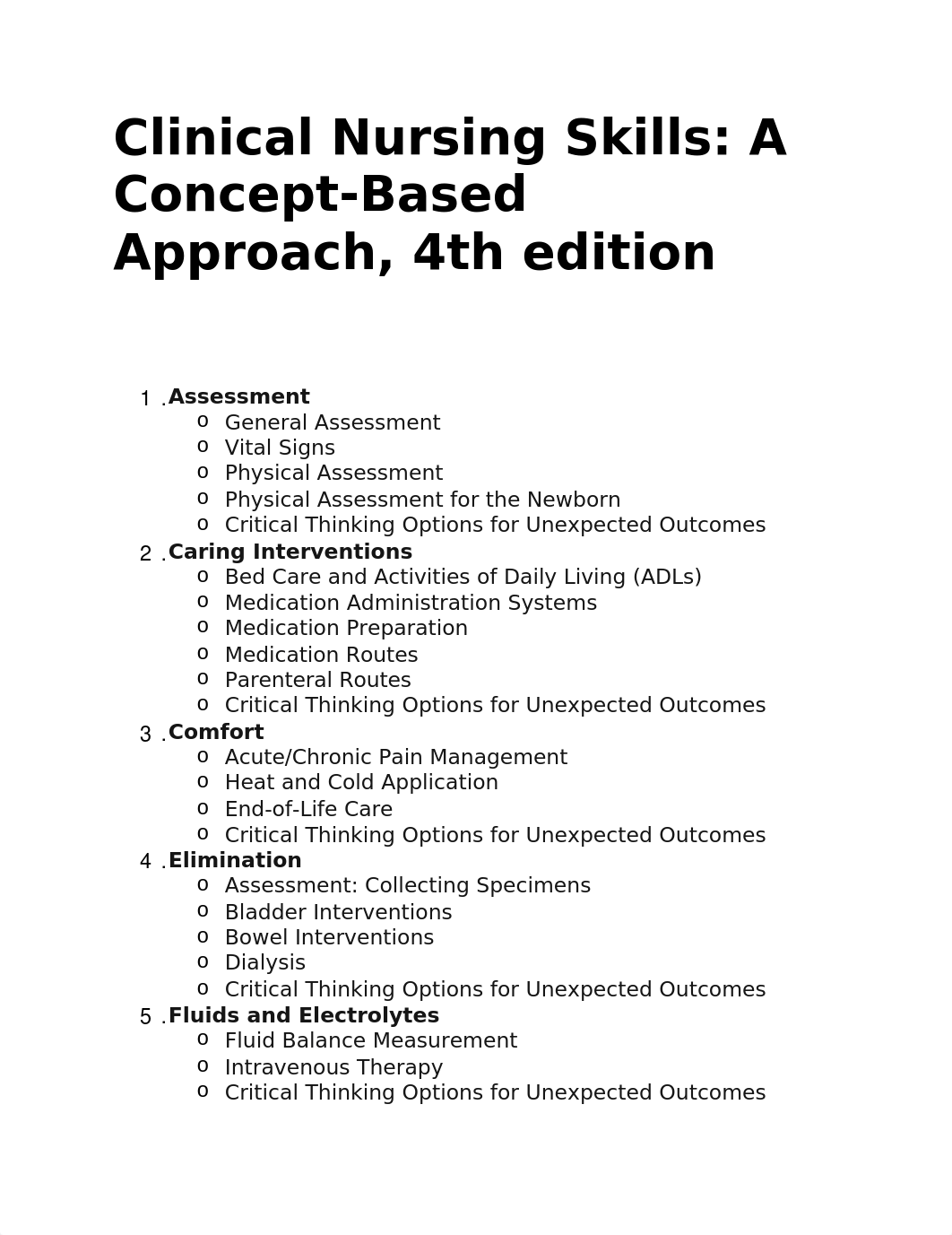 666666666666666666 PEARSON TABLE OF CONTENTS Clinical Nursing Skills.docx_df39373o1u5_page1