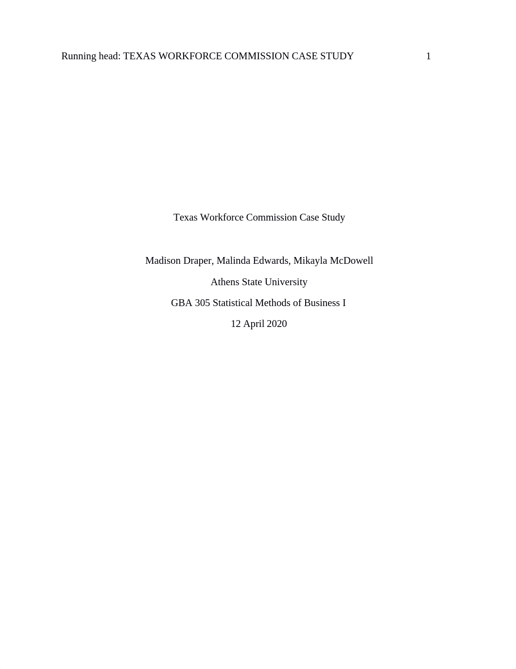 FINAL Texas Workforce Commission Case Study- Statistics 1 - Draper.docx_df3b6ahpjlf_page1