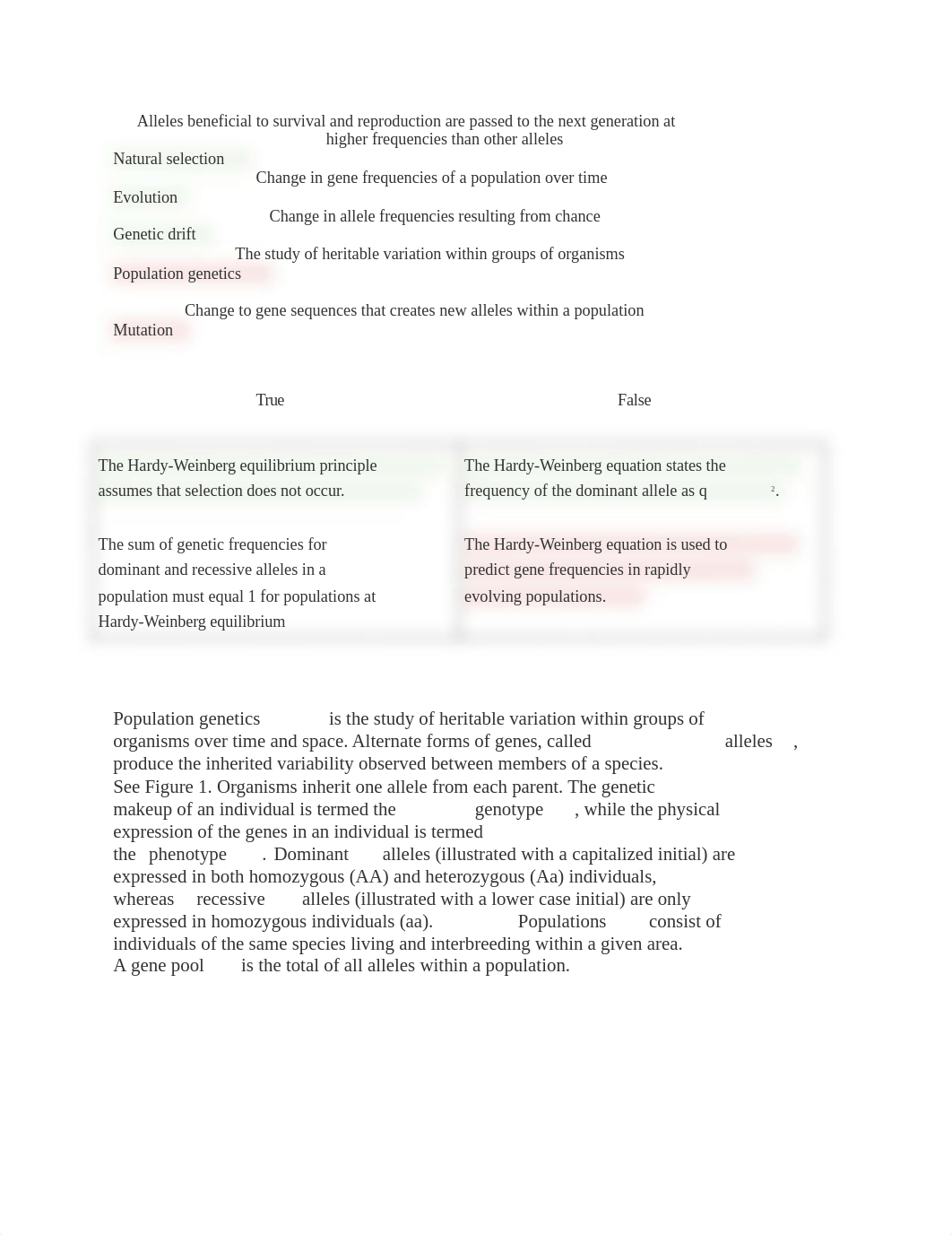 Alleles beneficial to survival and reproduction are passed to the next generation at higher frequenc_df433hzq8yz_page1