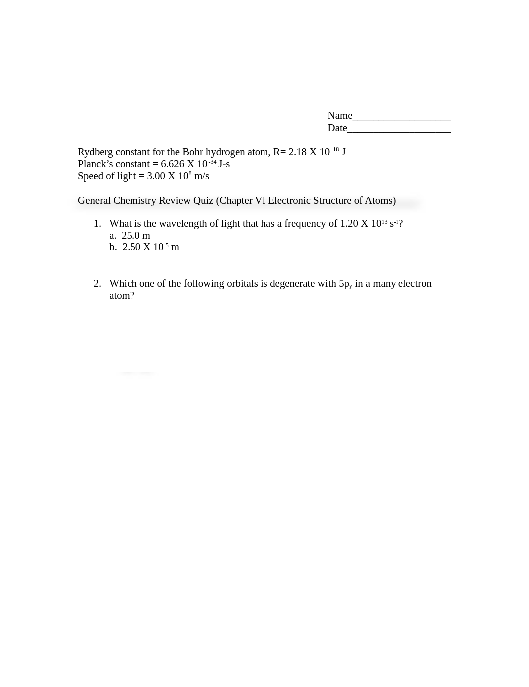 Review Quiz for Chapter VI Electronic Strucuture_df5z76suxm2_page1