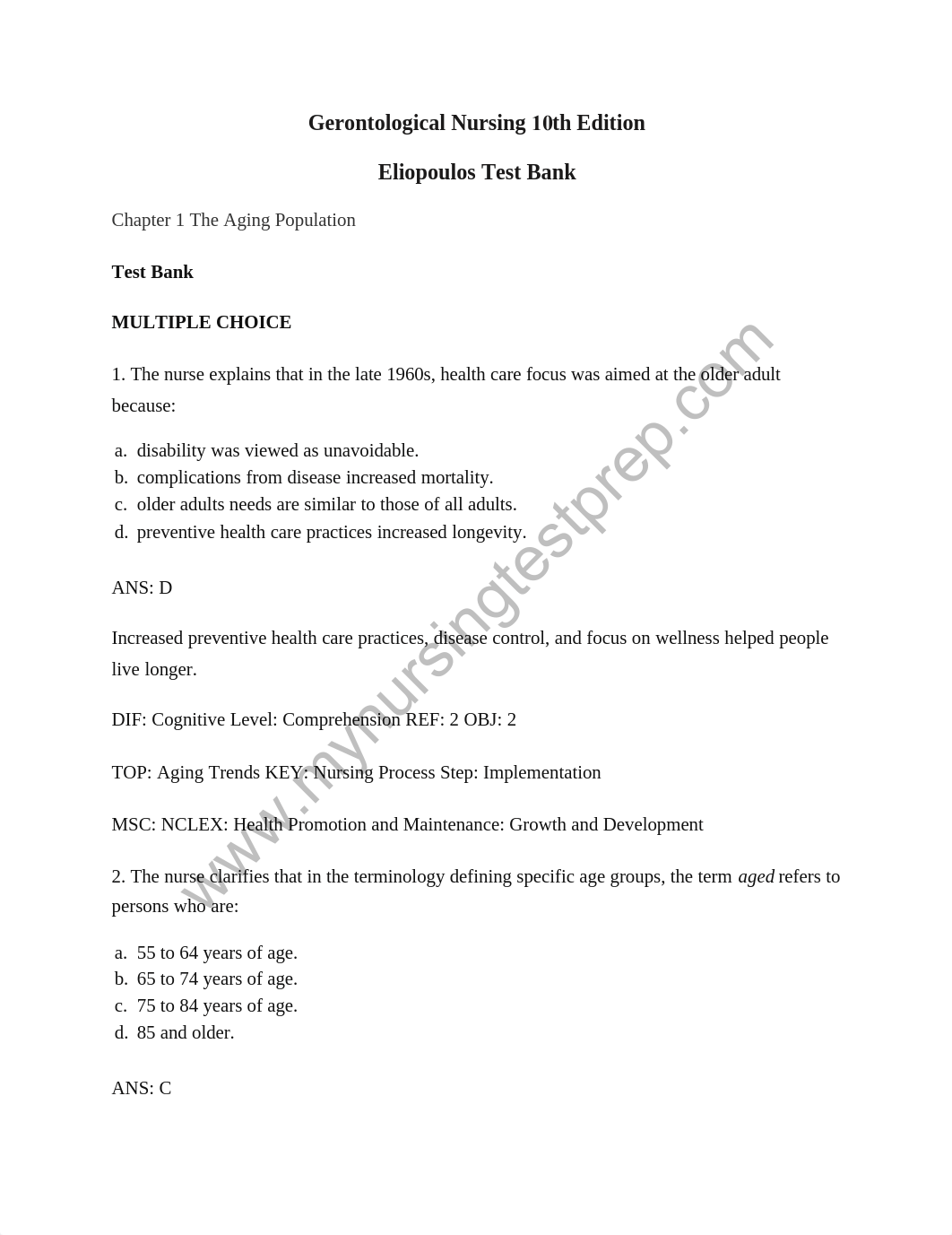 Gerontological Nursing 10th Edition Eliopoulos Test Bank.pdf_df6g36tt42i_page1