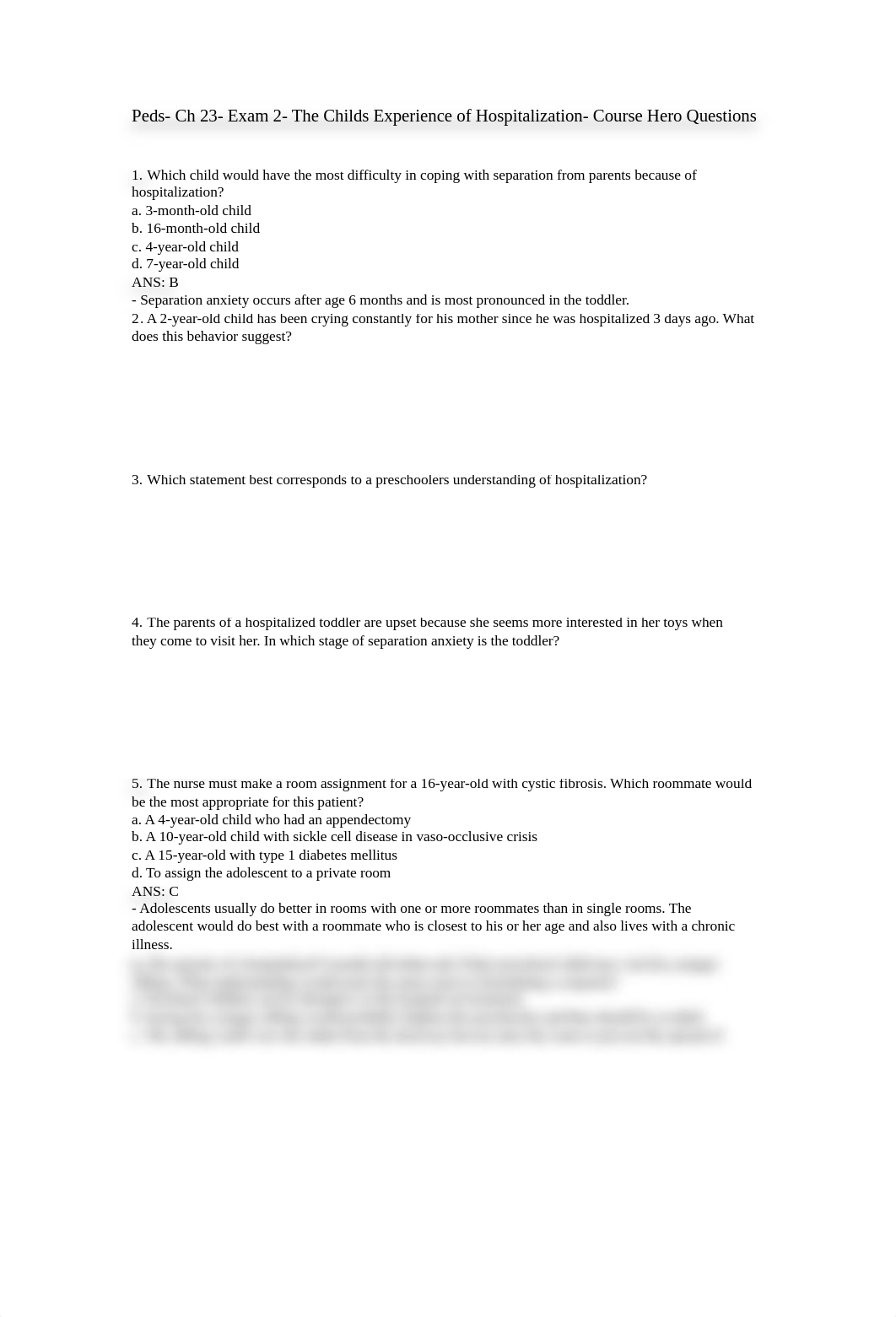 Peds- Ch 23- Exam 2- The Childs Experience of Hospitalization- Course Hero Questions.rtf_df702dhy0jl_page1