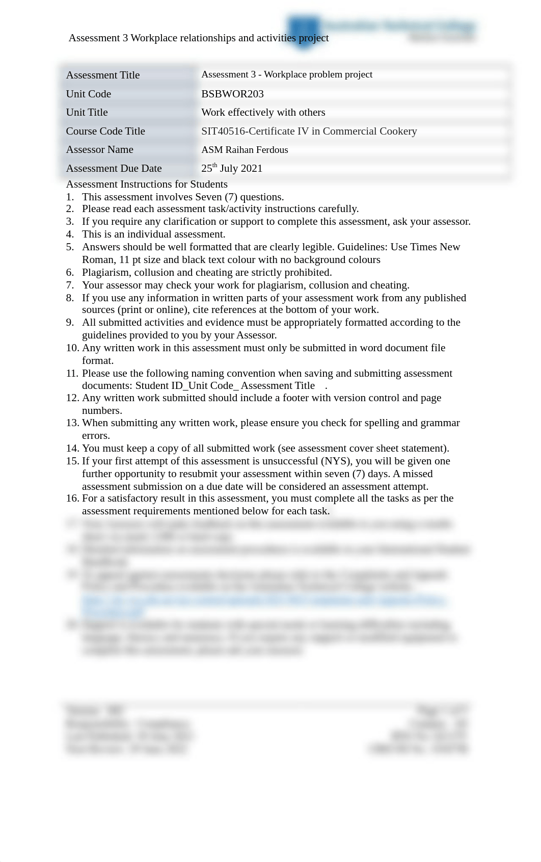 Assessment 3 - Workplace problem project.docx_df7bo3idesc_page1